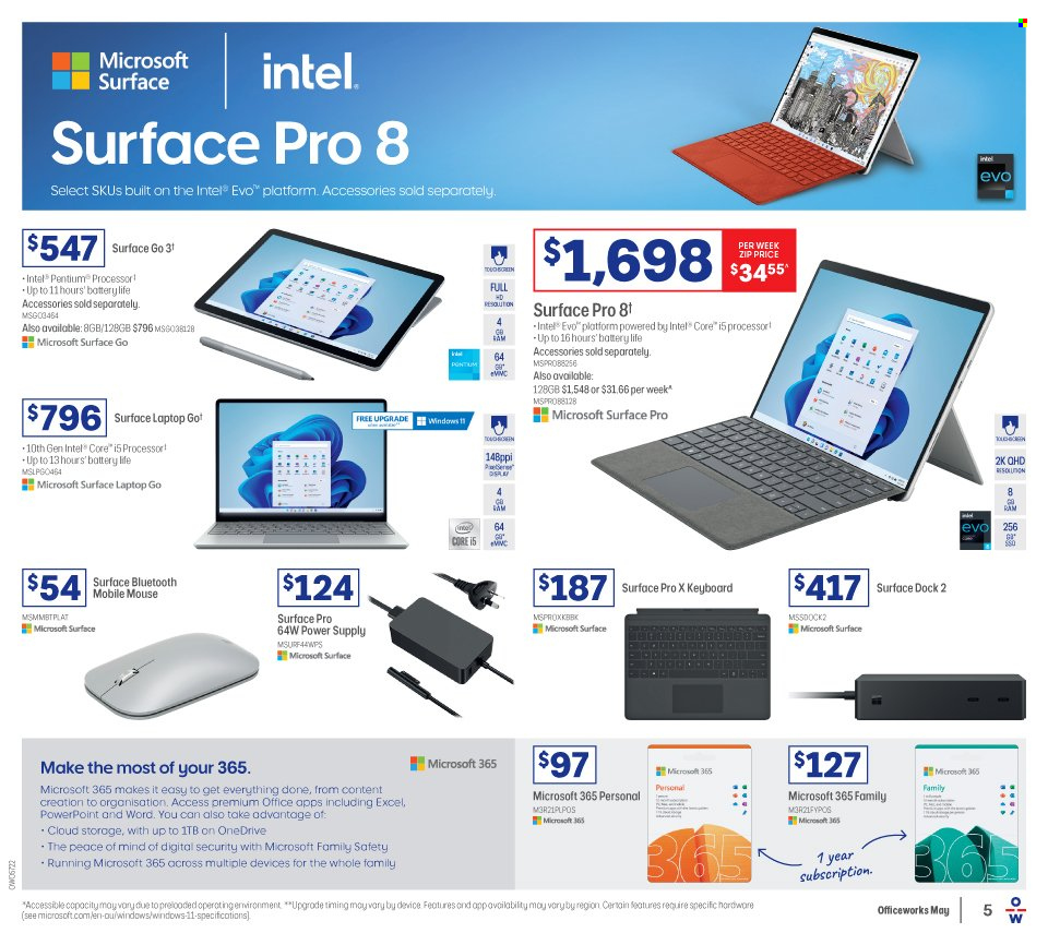 thumbnail - Officeworks Catalogue - 5 May 2022 - 19 May 2022 - Sales products - Intel, keyboard, laptop, mouse, Go!. Page 5.