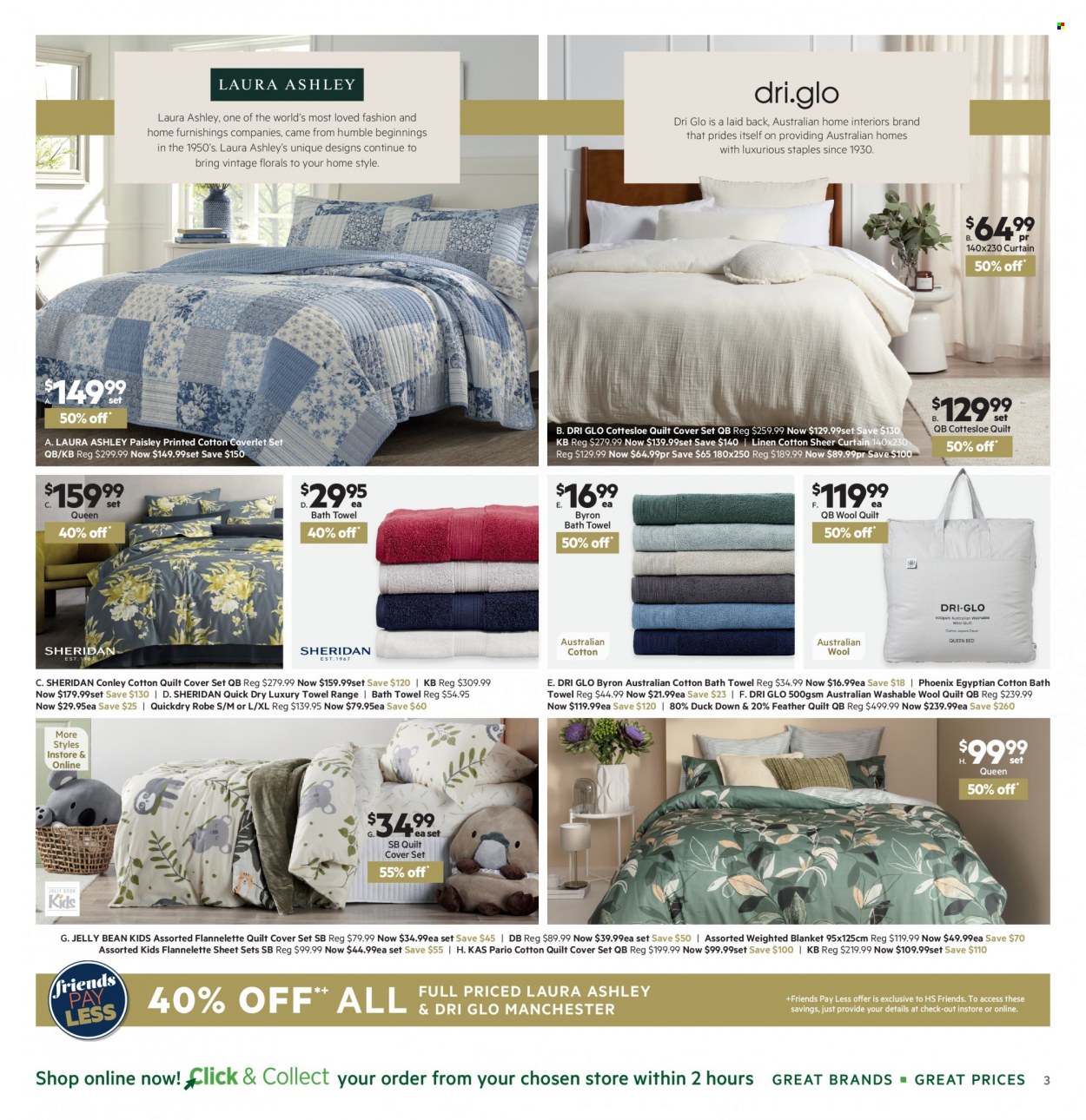 thumbnail - Harris Scarfe Catalogue - 9 May 2022 - 22 May 2022 - Sales products - blanket, linens, quilt, wool quilt, cotton quilt, curtain, flannelette sheets, quilt cover set, bath towel, towel, weighted blanket, costume, robe. Page 3.