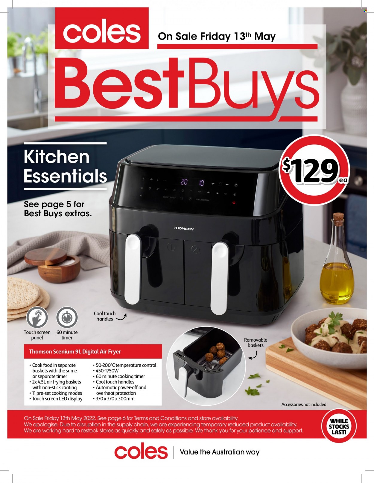 Coles Catalogue - 13 May 2022 - 19 May 2022 - Sales products - Thomson, air fryer. Page 1.