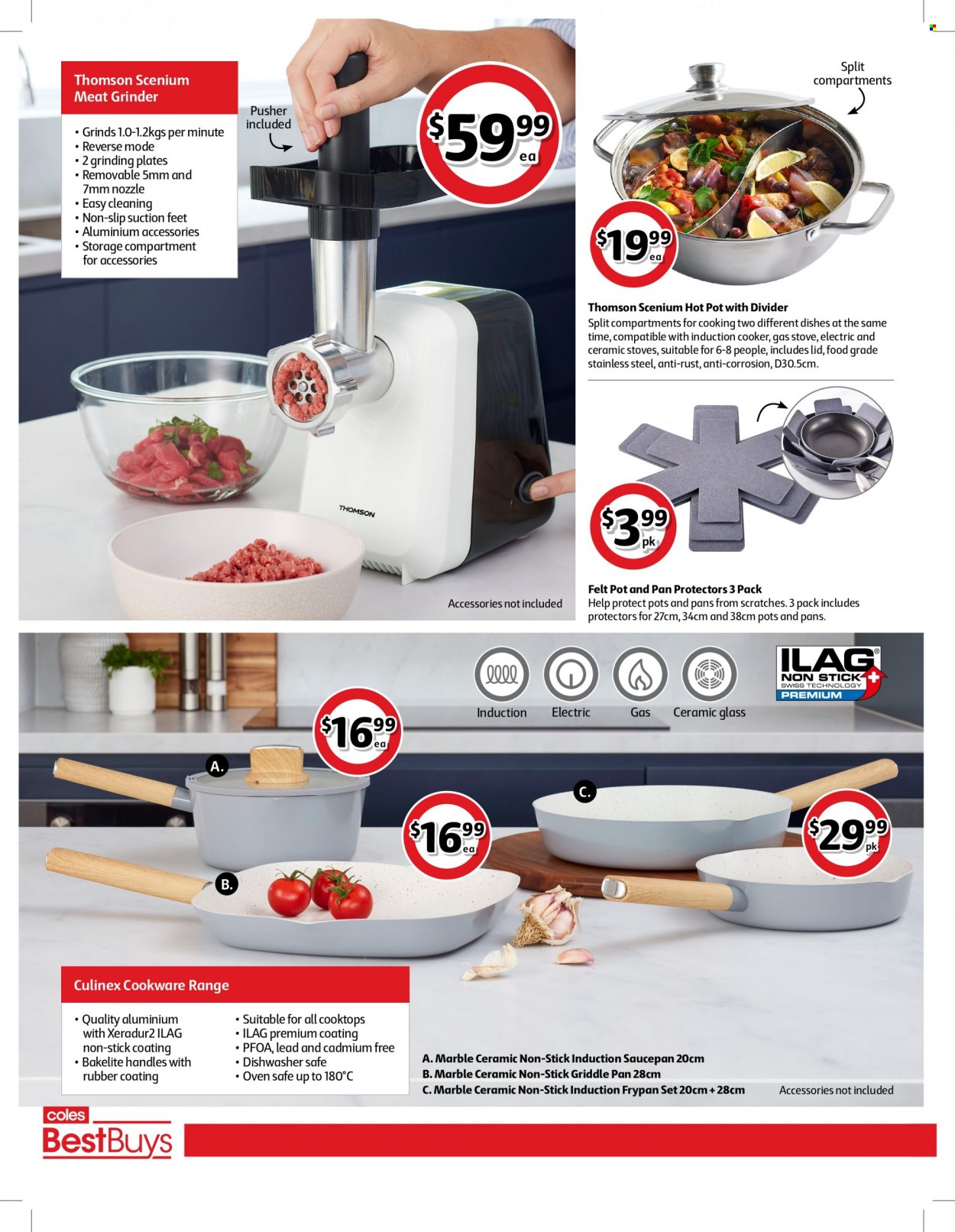 thumbnail - Coles Catalogue - 13 May 2022 - 19 May 2022 - Sales products - cookware set, lid, plate, pot, pan, saucepan, frying pan, Thomson, grinder. Page 2.