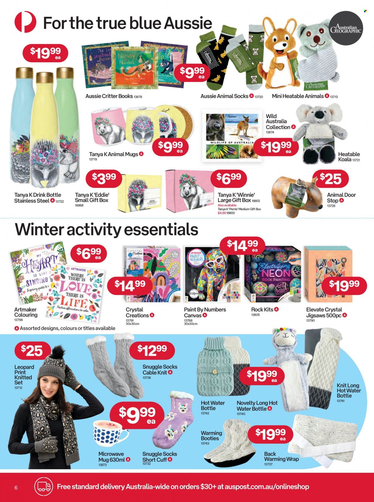 thumbnail - Australia Post Catalogue - 9 May 2022 - 5 Jun 2022 - Sales products - Aussie, mug, drink bottle, gift box, canvas, book, microwave. Page 6.