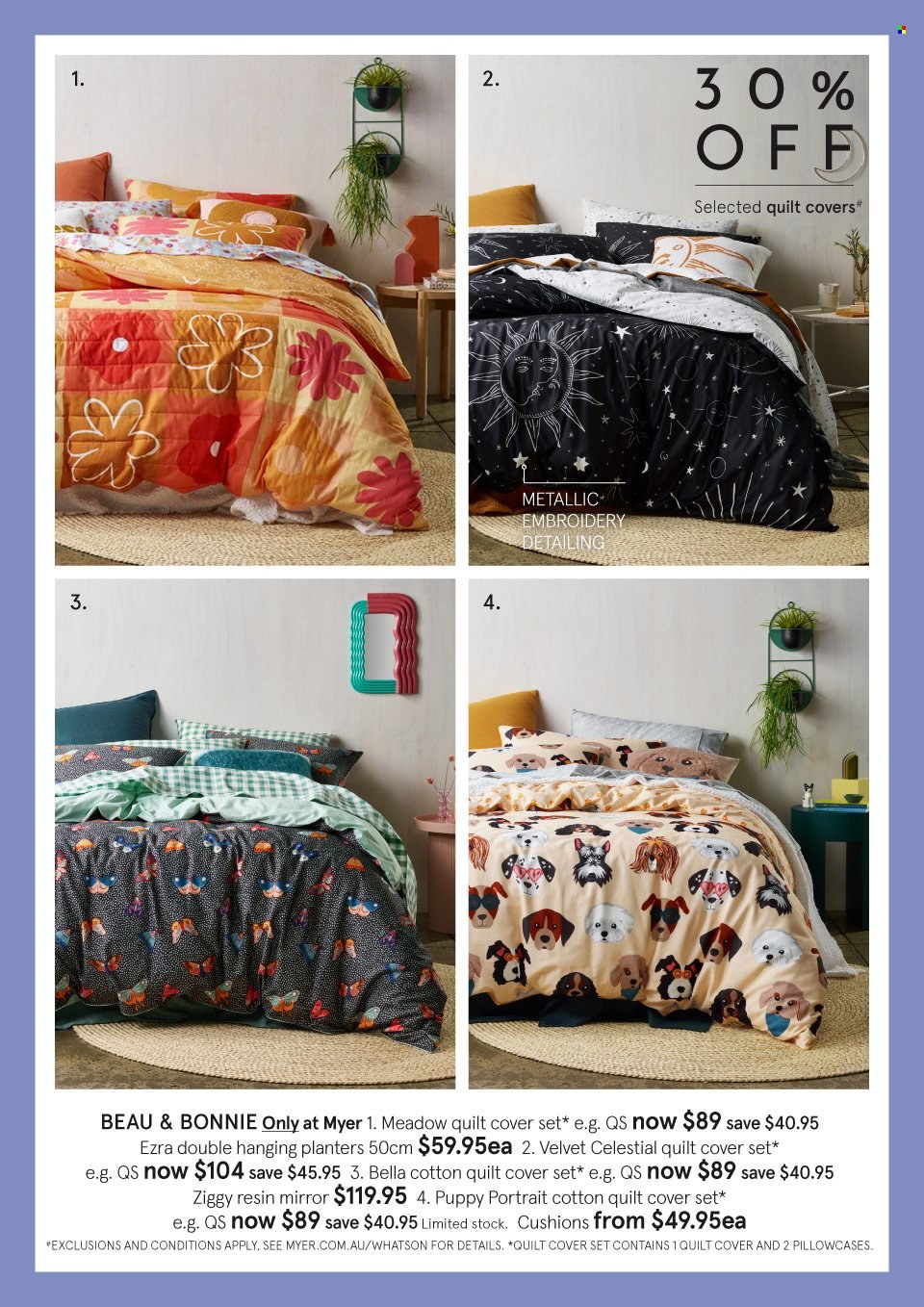thumbnail - Myer Catalogue - 10 May 2022 - 29 May 2022 - Sales products - Bella, cushion, pillowcase, quilt, cotton quilt, quilt cover set, mirror. Page 9.
