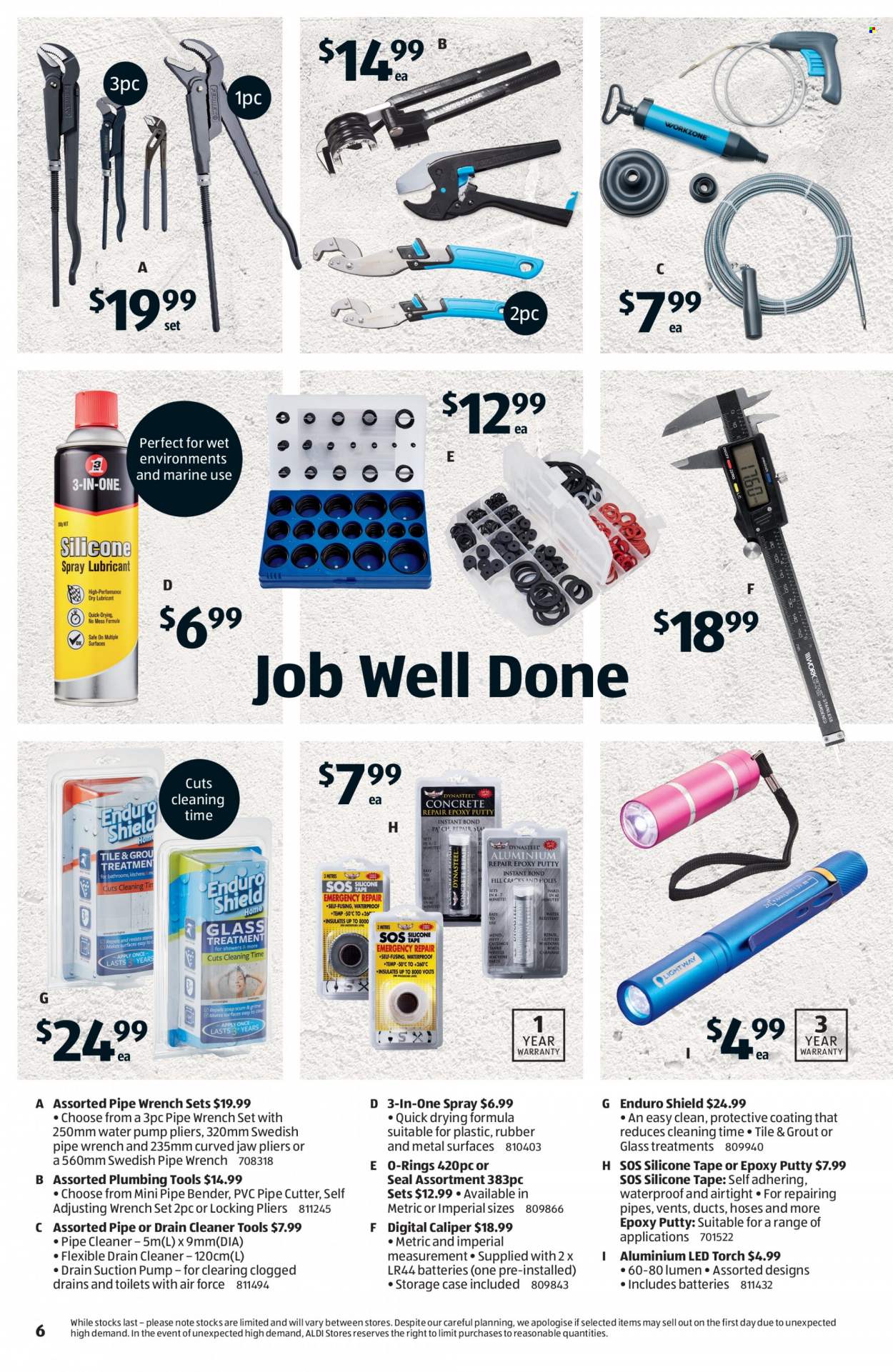 thumbnail - ALDI Catalogue - 18 May 2022 - 24 May 2022 - Sales products - cleaner, eraser, cutter, pliers, wrench set, o-rings, torch. Page 6.