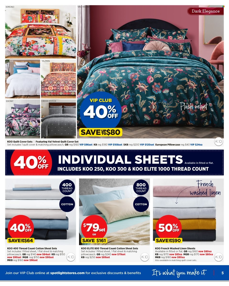 thumbnail - Spotlight Catalogue - 11 May 2022 - 29 May 2022 - Sales products - linens, pillowcase, quilt, quilt cover set. Page 7.