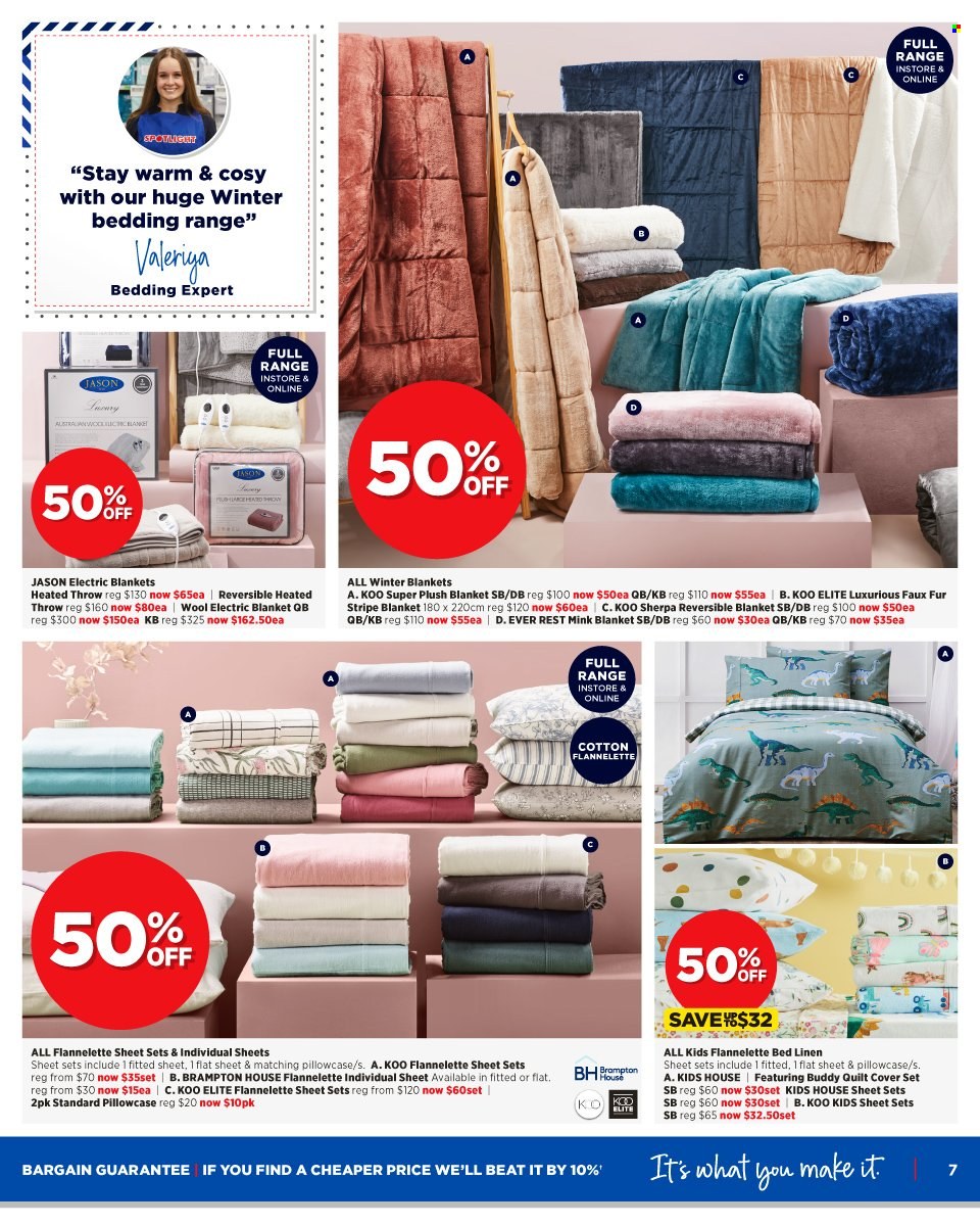 thumbnail - Spotlight Catalogue - 11 May 2022 - 29 May 2022 - Sales products - bedding, blanket, linens, pillowcase, quilt, flannelette sheets, quilt cover set. Page 9.