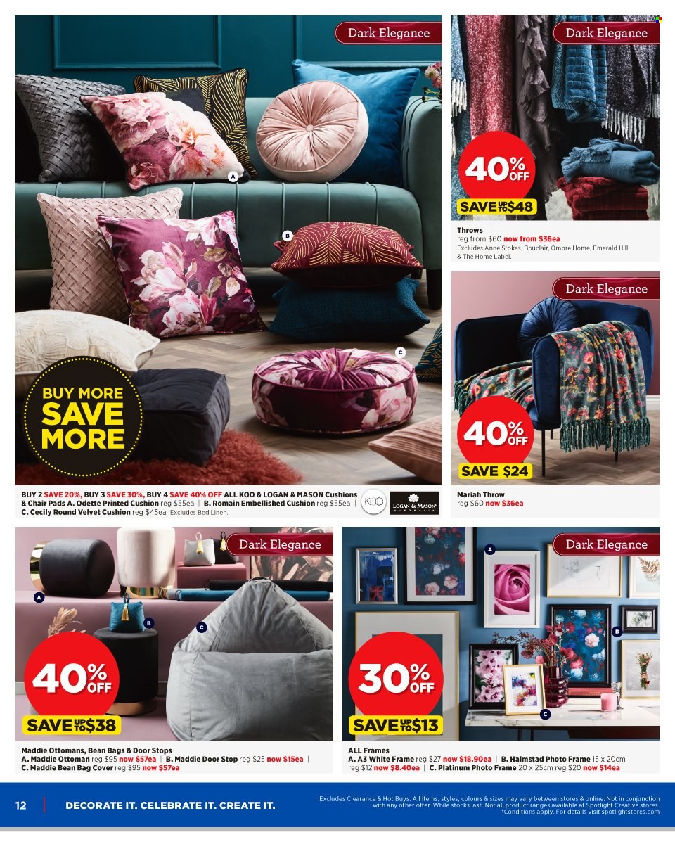 thumbnail - Spotlight Catalogue - 11 May 2022 - 29 May 2022 - Sales products - photo frame, chair pad, bedding, cushion, linens. Page 18.