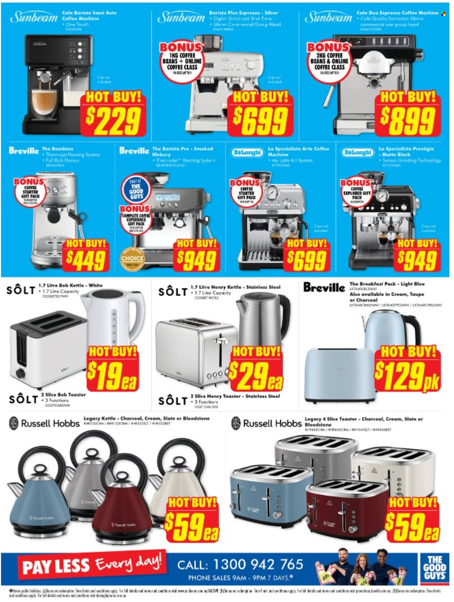 thumbnail - The Good Guys Catalogue - 12 May 2022 - 18 May 2022 - Sales products - breakfast pack, cup, De'Longhi, Sunbeam, Russell Hobbs, toaster, kettle. Page 17.