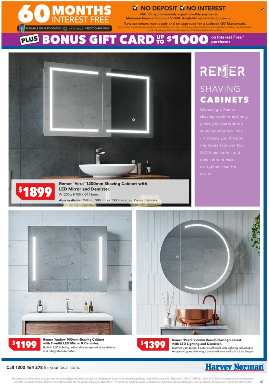 thumbnail - Harvey Norman Catalogue - 12 May 2022 - 29 May 2022 - Sales products - cabinet, mirror, lighting. Page 7.