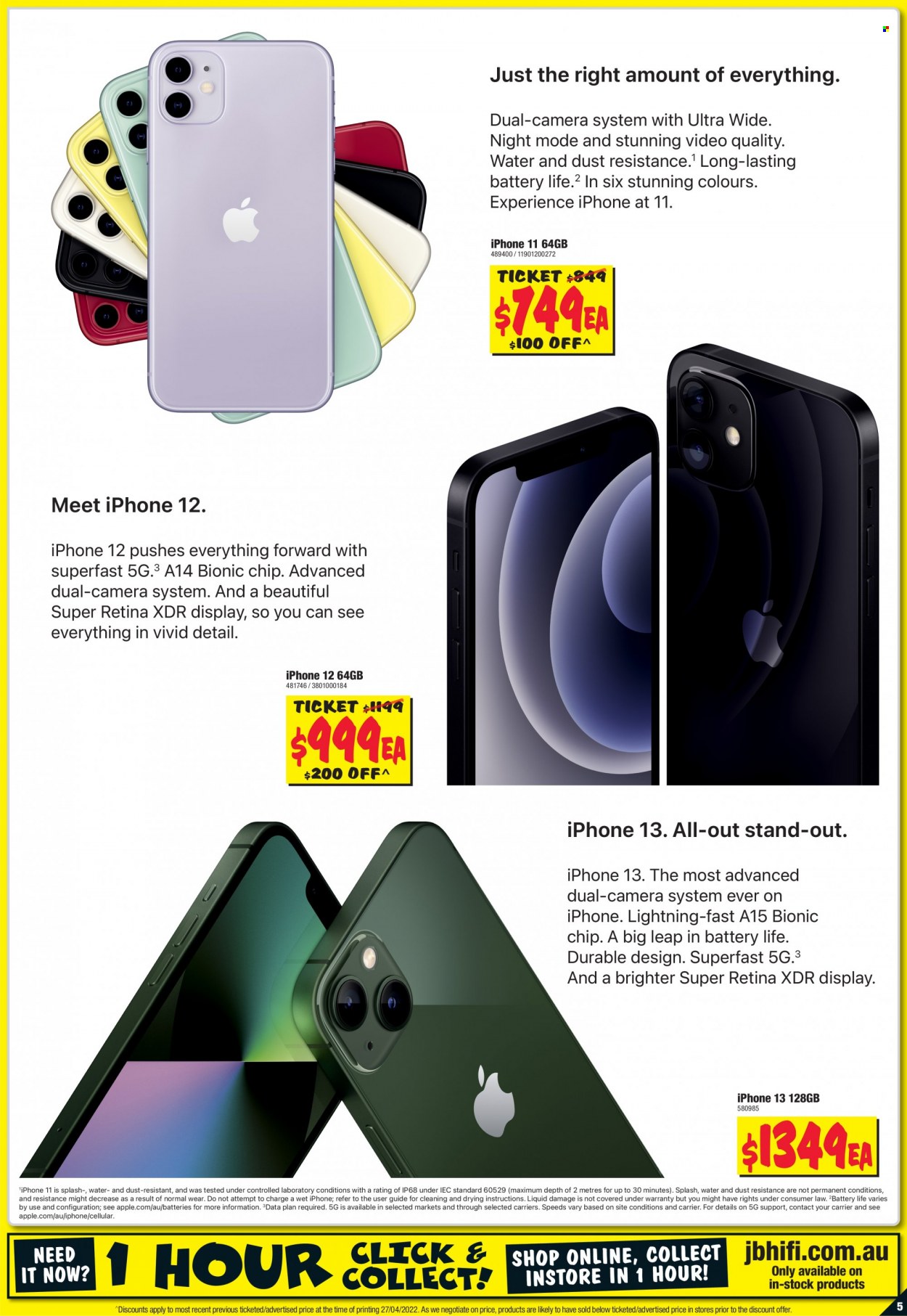 JB Hi-Fi Catalogue - 12 May 2022 - 25 May 2022 - Sales products - Apple, iPhone, iPhone 11, iPhone 12, iPhone 13, camera. Page 5.