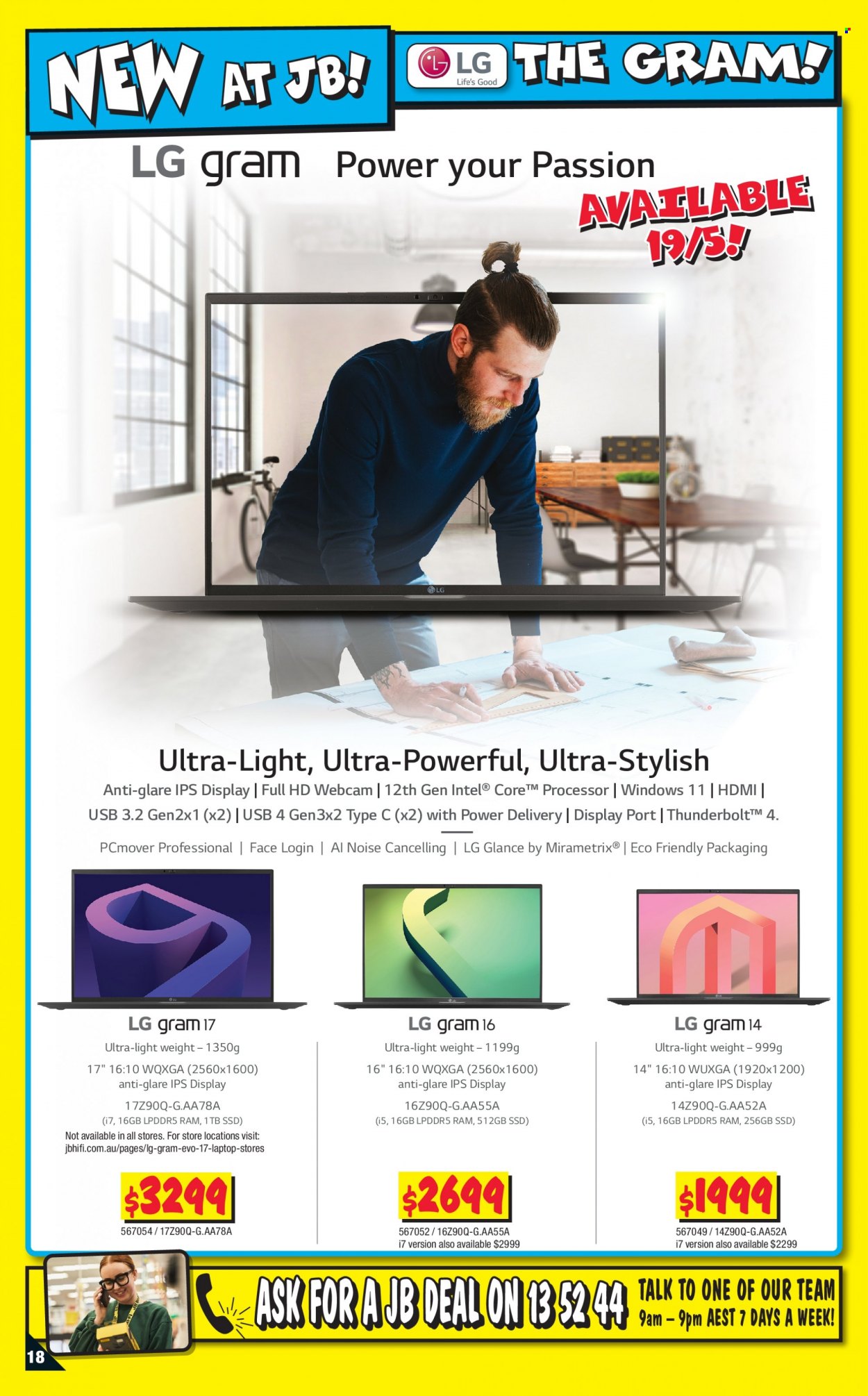 JB Hi-Fi Catalogue - 12 May 2022 - 25 May 2022 - Sales products - LG, Intel, webcam, laptop. Page 18.