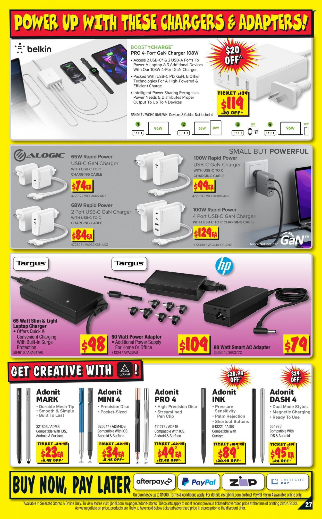 thumbnail - JB Hi-Fi Catalogue - 12 May 2022 - 25 May 2022 - Sales products - adapter. Page 27.