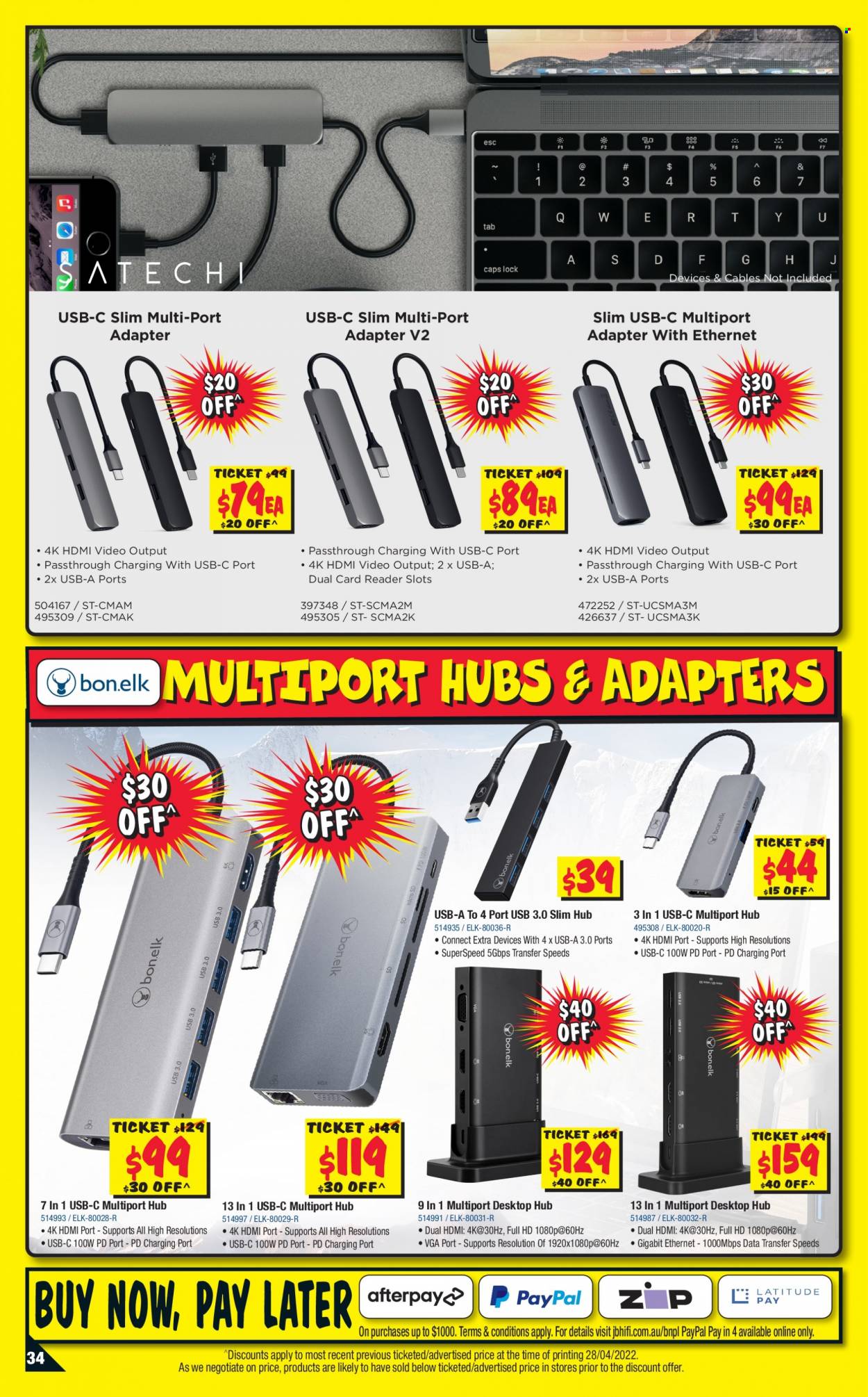 thumbnail - JB Hi-Fi Catalogue - 12 May 2022 - 25 May 2022 - Sales products - adapter. Page 34.