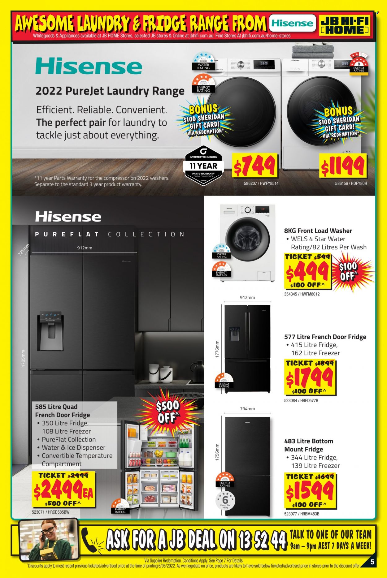 thumbnail - JB Hi-Fi Catalogue - 12 May 2022 - 18 May 2022 - Sales products - freezer, refrigerator, fridge, washing machine, washers. Page 5.