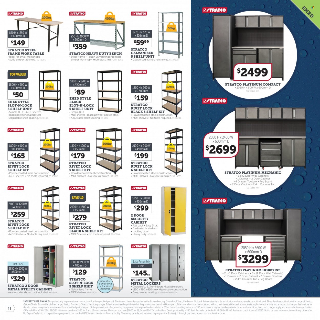 thumbnail - Stratco Catalogue - 13 May 2022 - 29 May 2022 - Sales products - cabinet, table, bench, shelf unit, tool box, security cabinet, pavilion, shed. Page 11.