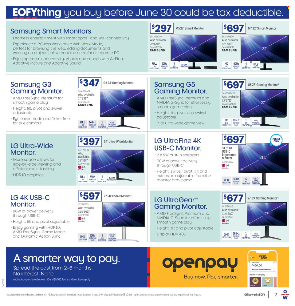 thumbnail - Officeworks Catalogue - 2 Jun 2022 - 30 Jun 2022 - Sales products - LG, Samsung, monitor, speaker. Page 7.