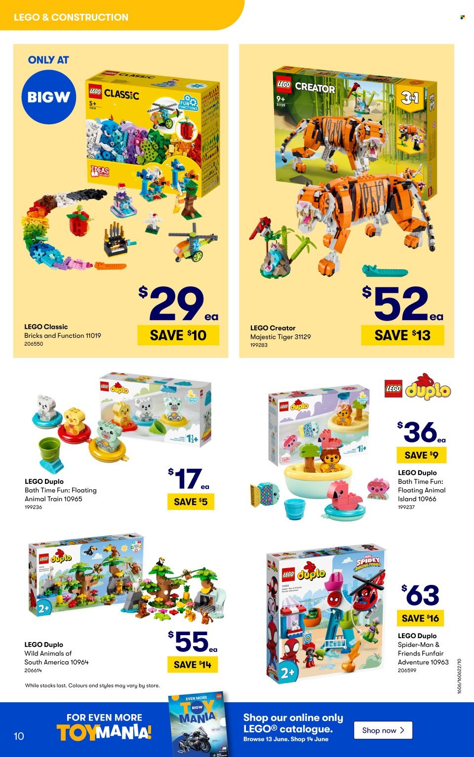 thumbnail - BIG W Catalogue - Sales products - LEGO, LEGO Creator, LEGO Duplo, train, LEGO Classic. Page 10.