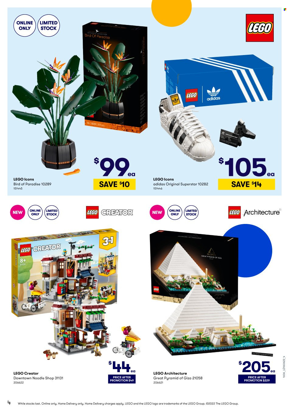 thumbnail - BIG W Catalogue - Sales products - Adidas, LEGO, LEGO Creator, LEGO Architecture. Page 4.