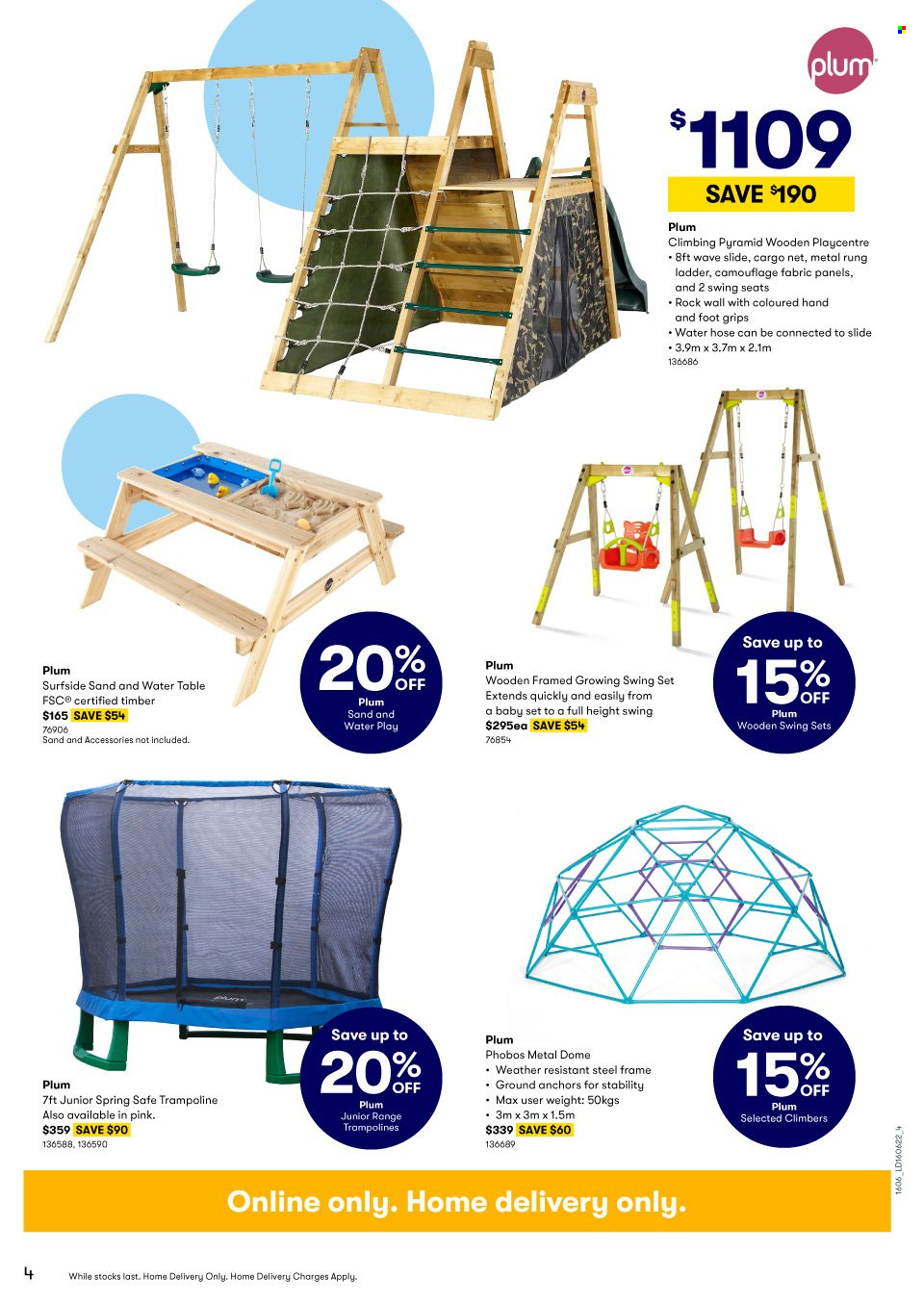 thumbnail - BIG W Catalogue - Sales products - WAVE, table, trampoline, swing set, garden hose. Page 4.