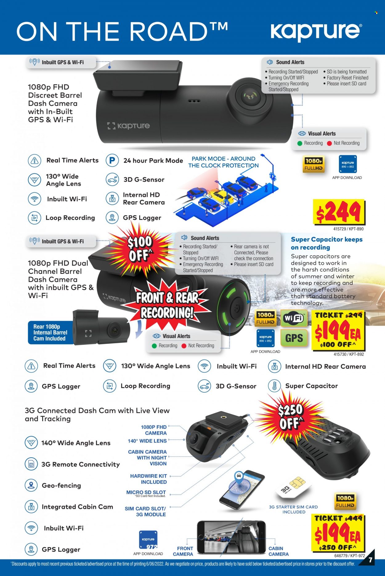 thumbnail - JB Hi-Fi Catalogue - 16 Jun 2022 - 29 Jun 2022 - Sales products - clock, battery, memory card, SIM card, lens, dashboard camera. Page 7.