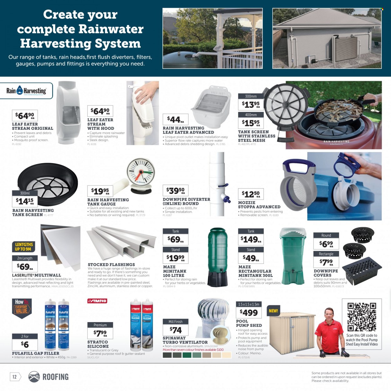 thumbnail - Stratco Catalogue - 17 Jun 2022 - 3 Jul 2022 - Sales products - battery, tank, shed, pool pump, herbs. Page 12.