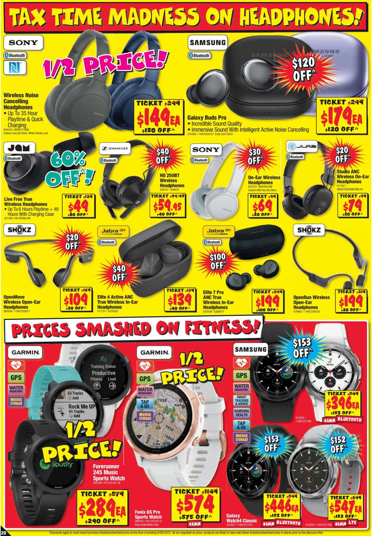 thumbnail - JB Hi-Fi Catalogue - 23 Jun 2022 - 30 Jun 2022 - Sales products - Samsung, headphones, wireless headphones, watch. Page 20.