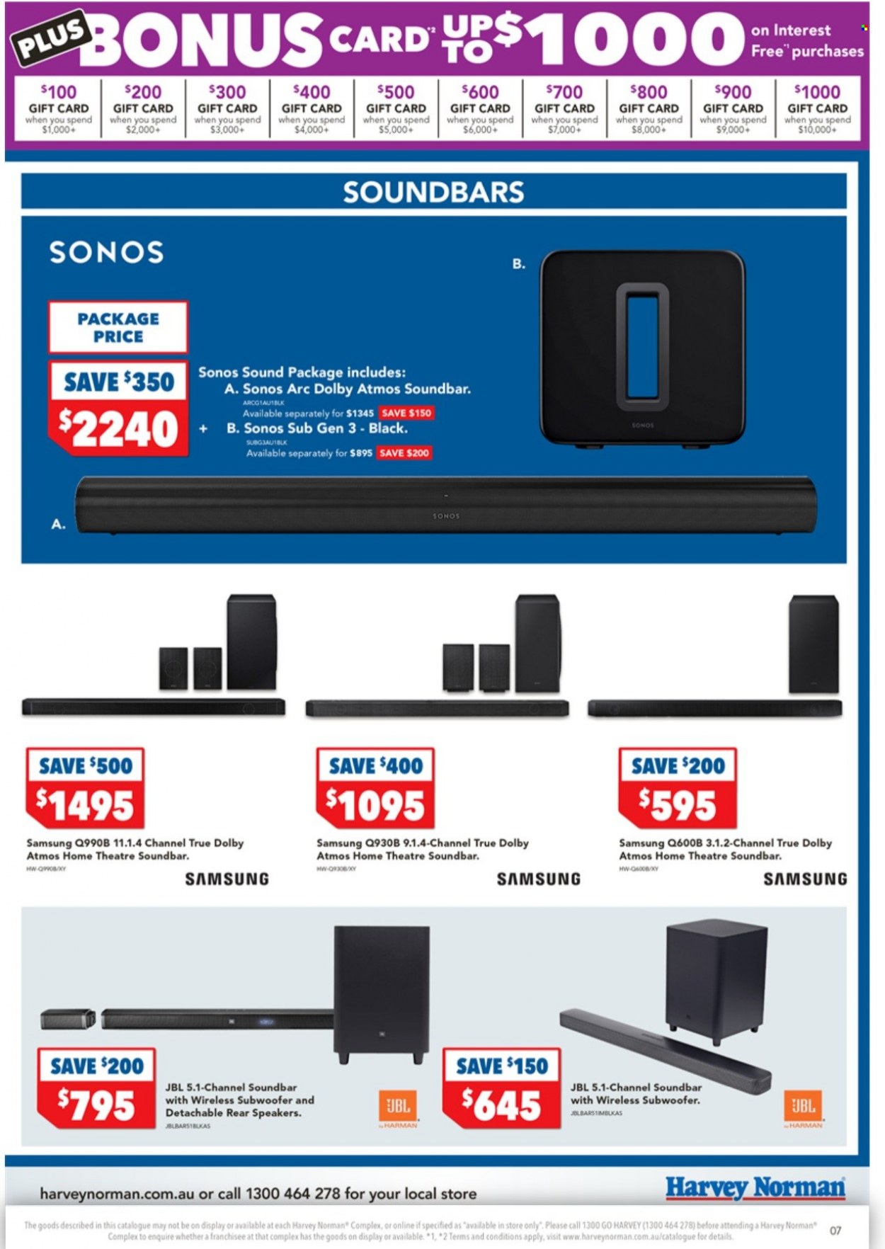 thumbnail - Harvey Norman Catalogue - 21 Jun 2022 - 30 Jun 2022 - Sales products - Samsung, Sonos, speaker, subwoofer, wireless subwoofer, JBL, sound bar. Page 7.