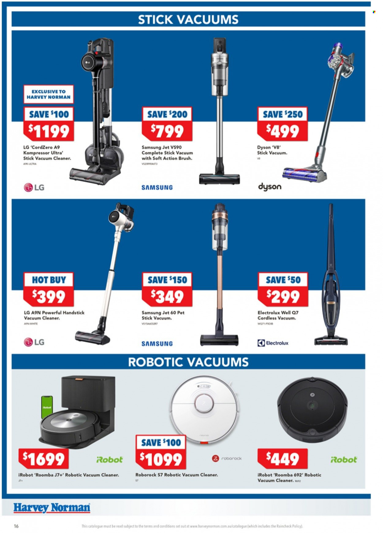 thumbnail - Harvey Norman Catalogue - 21 Jun 2022 - 30 Jun 2022 - Sales products - LG, Samsung, Electrolux, Dyson, Roomba, vacuum cleaner, iRobot, robot. Page 16.