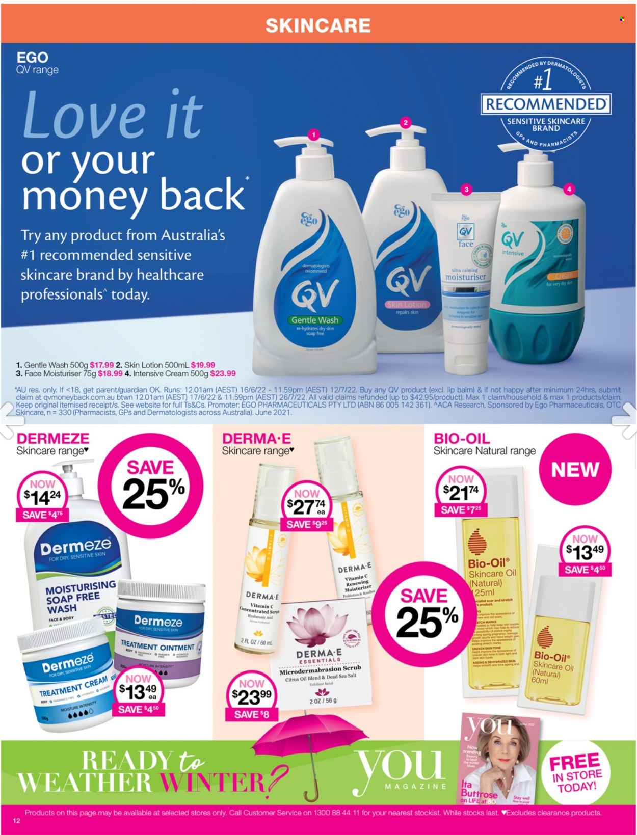 thumbnail - Priceline Pharmacy Catalogue - 21 Jun 2022 - 30 Jun 2022 - Sales products - ointment, soap, lip balm, moisturizer, body lotion, probiotics. Page 12.