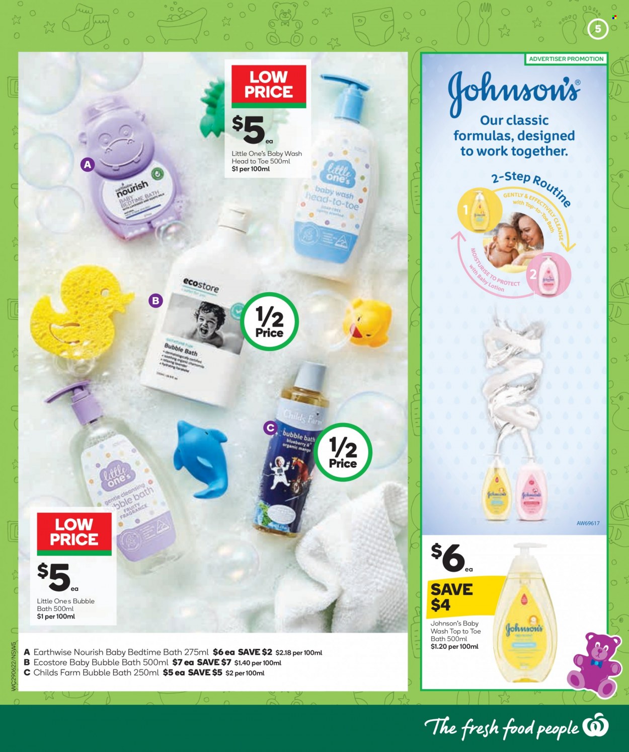thumbnail - Woolworths Catalogue - 29 Jun 2022 - 5 Jul 2022 - Sales products - Johnson's, bubble bath, body lotion, fragrance. Page 6.