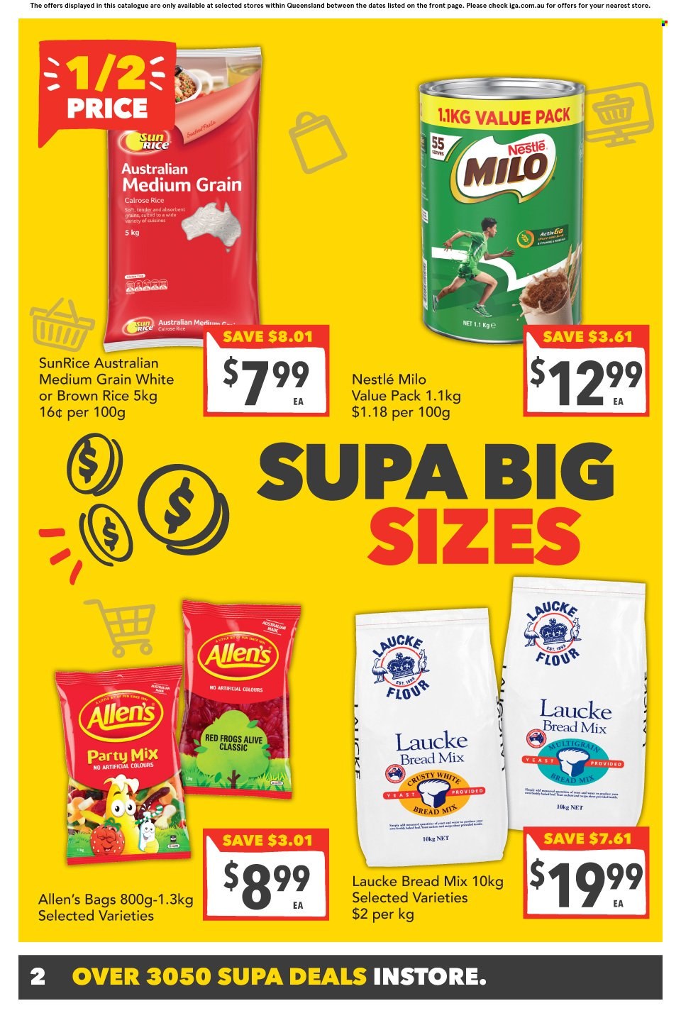 thumbnail - SUPA VALU Catalogue - 29 Jun 2022 - 5 Jul 2022 - Sales products - bread, Milo, yeast, Nestlé, flour, brown rice, rice. Page 3.