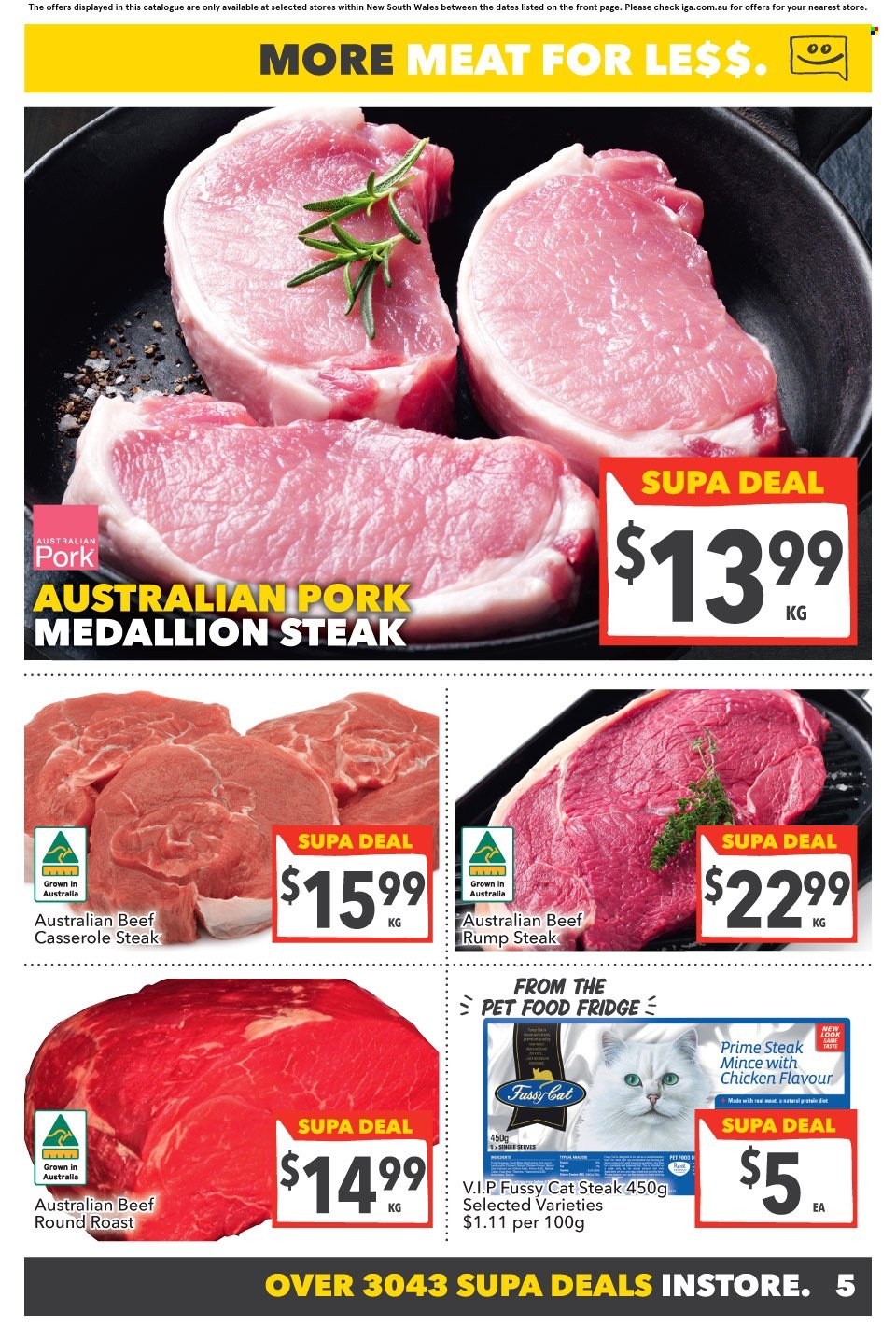 thumbnail - SUPA VALU Catalogue - 29 Jun 2022 - 5 Jul 2022 - Sales products - beef meat, steak, rump steak, round roast, casserole, animal food. Page 6.