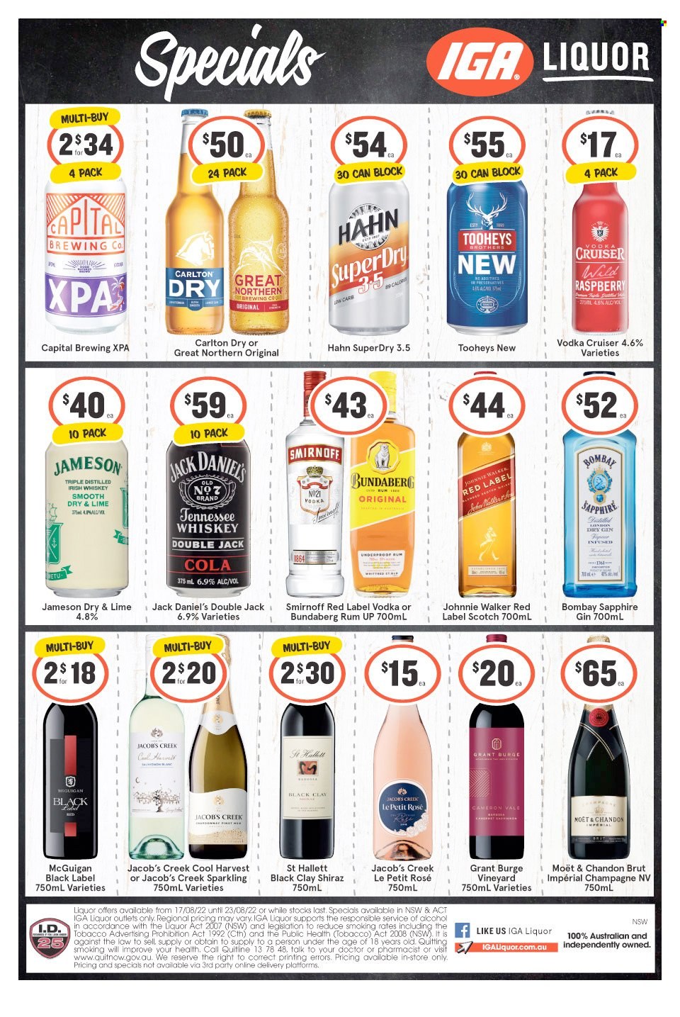 IGA LIQUOR catalogue - 17 Aug 2022 - 23 Aug 2022. Page 1