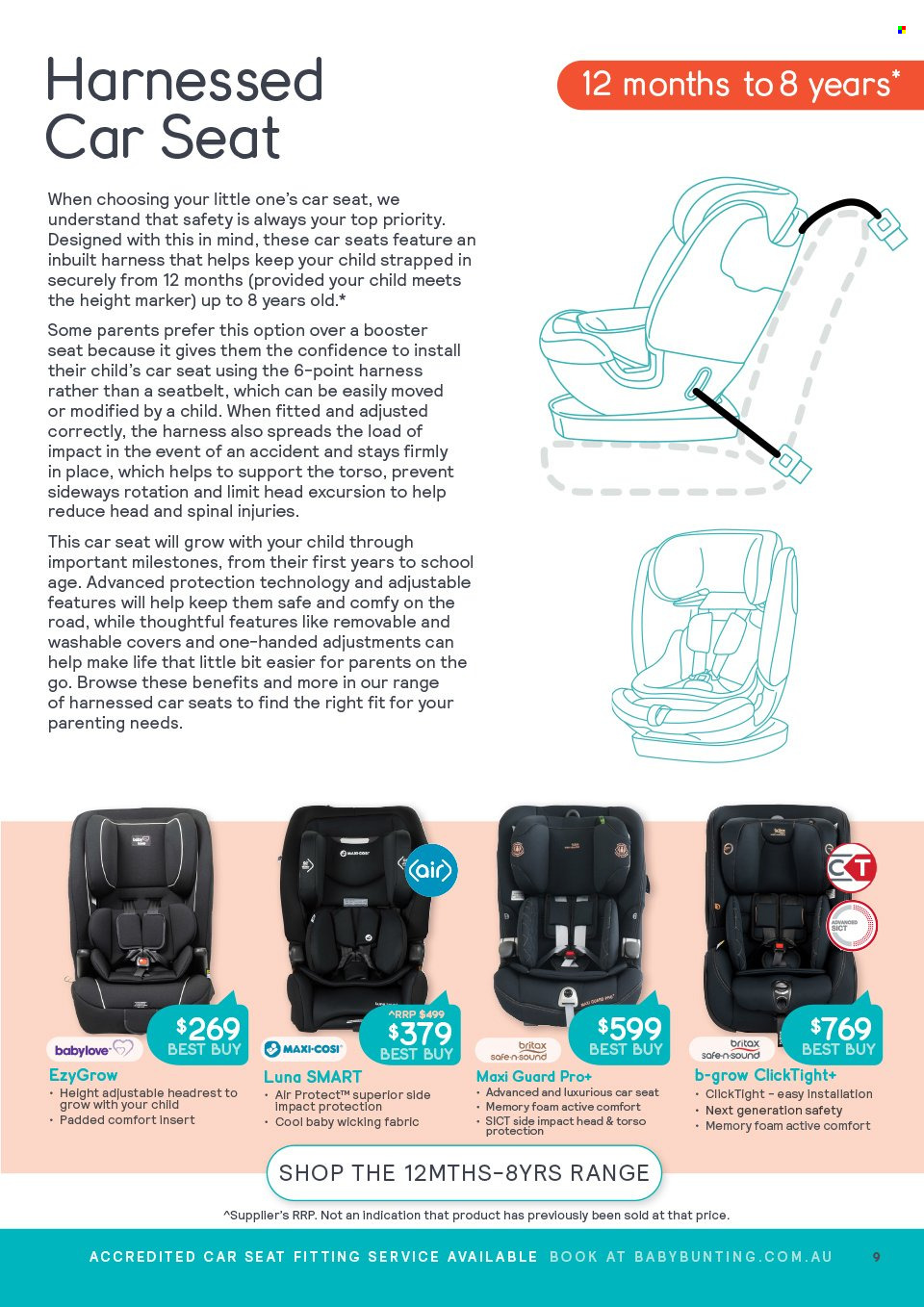 thumbnail - Baby Bunting Catalogue - Sales products - BabyLove, Britax, Maxi-Cosi, baby car seat. Page 9.
