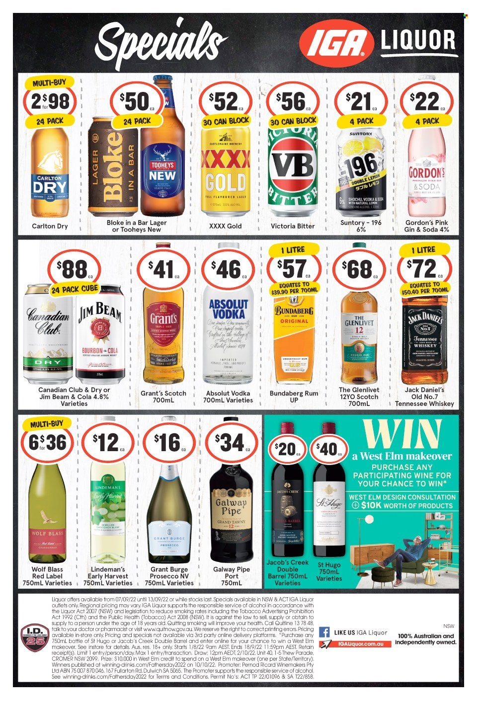 IGA LIQUOR catalogue - 7 Sep 2022 - 13 Sep 2022. Page 1