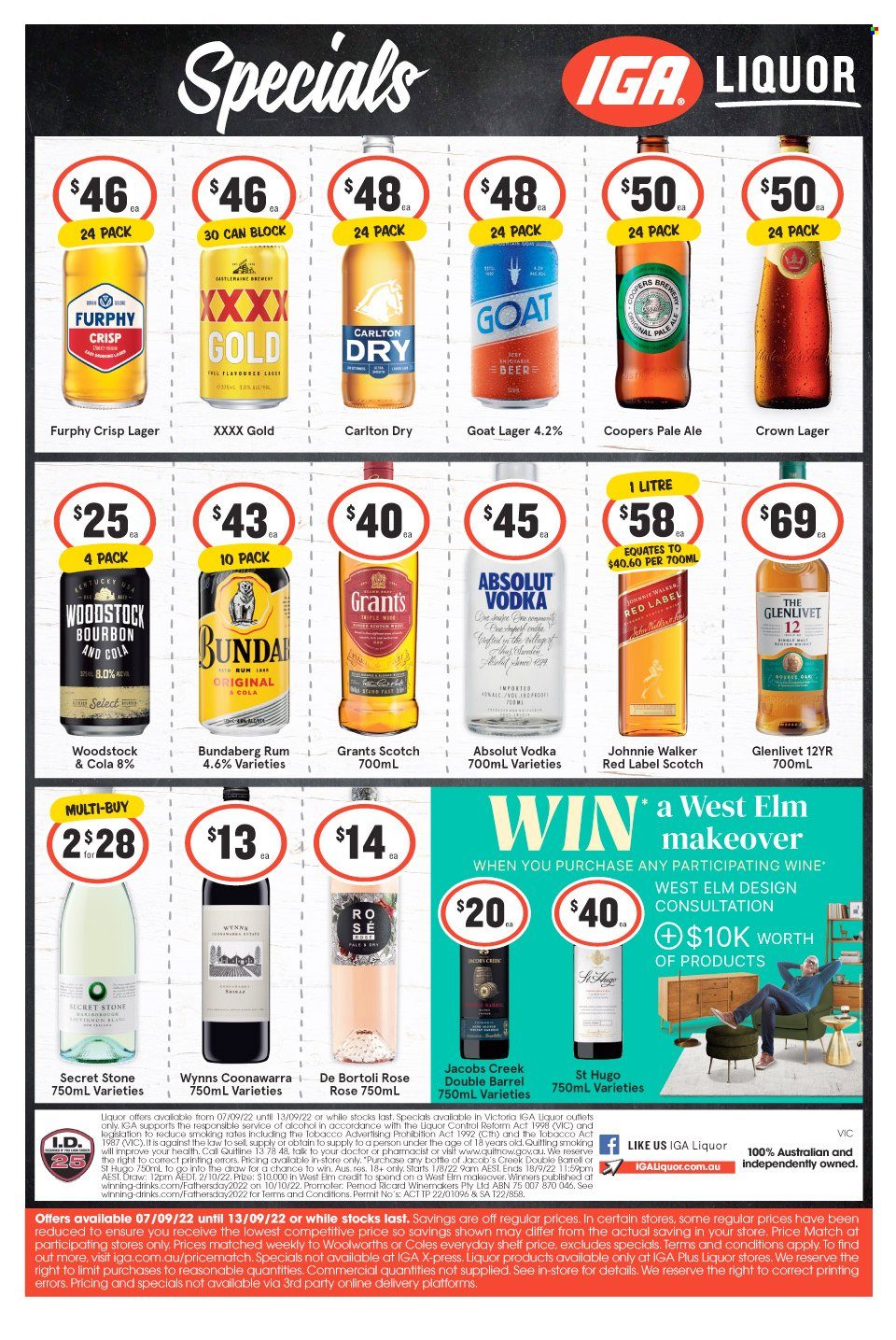 IGA LIQUOR catalogue - 7 Sep 2022 - 13 Sep 2022. Page 1