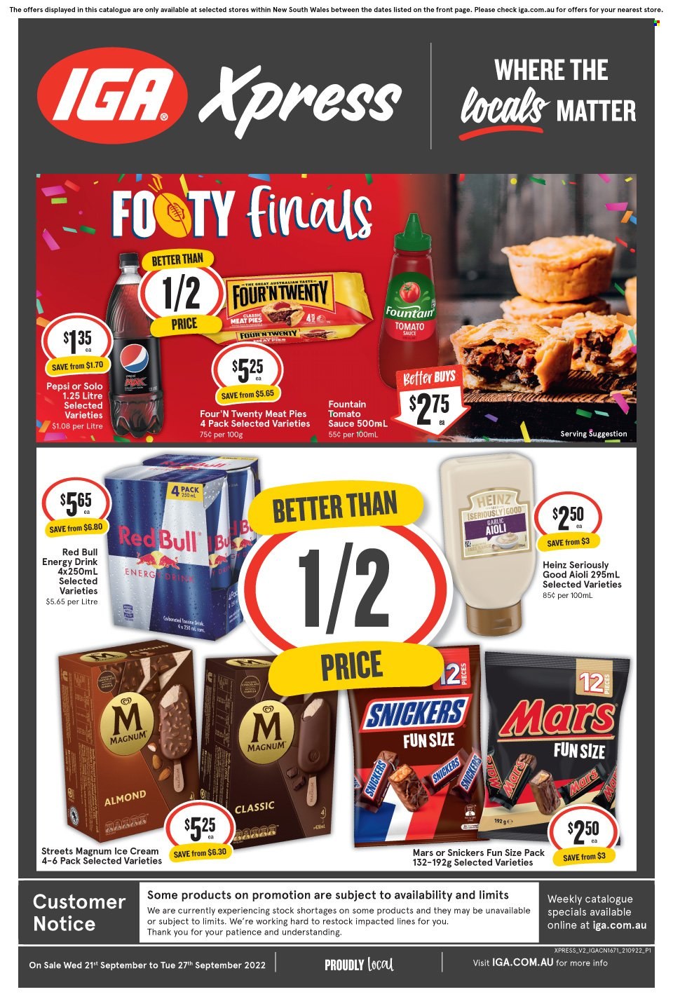 IGA Xpress catalogue - 21 Sep 2022 - 27 Sep 2022. Page 1