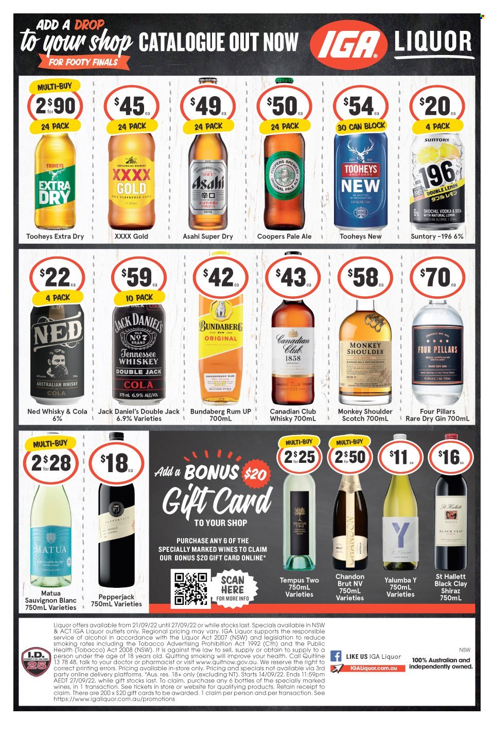 IGA LIQUOR catalogue - 21 Sep 2022 - 27 Sep 2022. Page 1