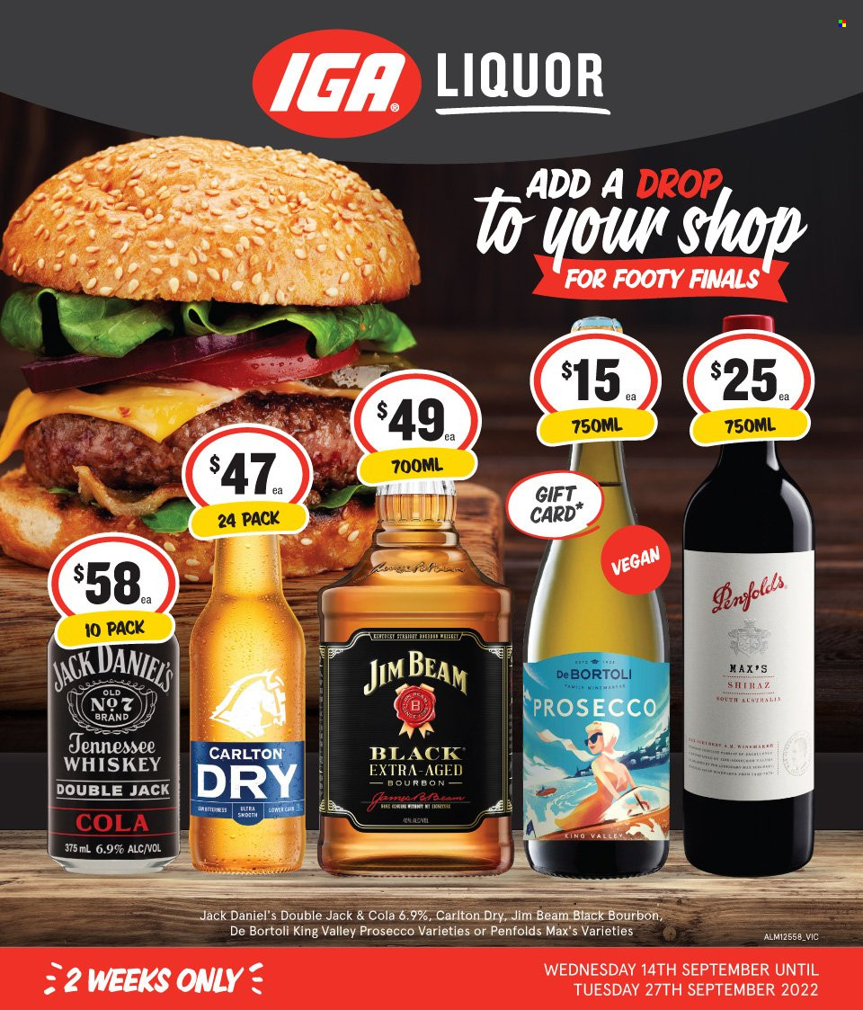 IGA LIQUOR catalogue - 14 Sep 2022 - 27 Sep 2022. Page 1