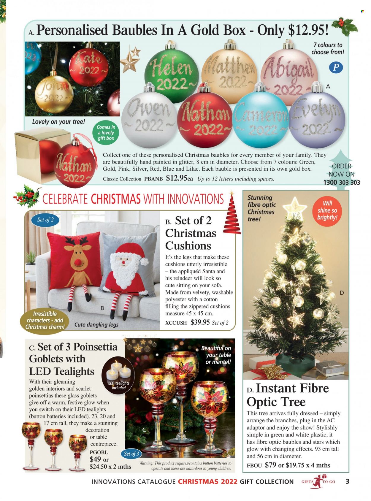 thumbnail - Innovations Catalogue - Sales products - glitter, gift box, bauble, cushion. Page 3.