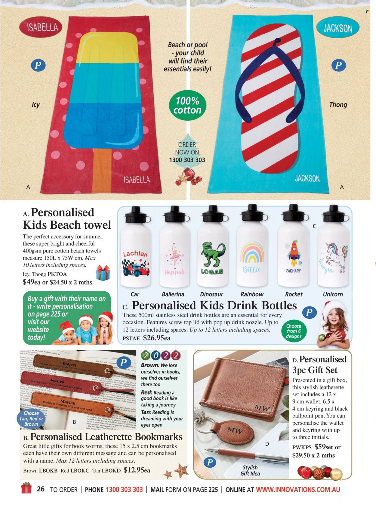 thumbnail - Innovations Catalogue - Sales products - lid, pen, gift box, book, beach towel. Page 26.