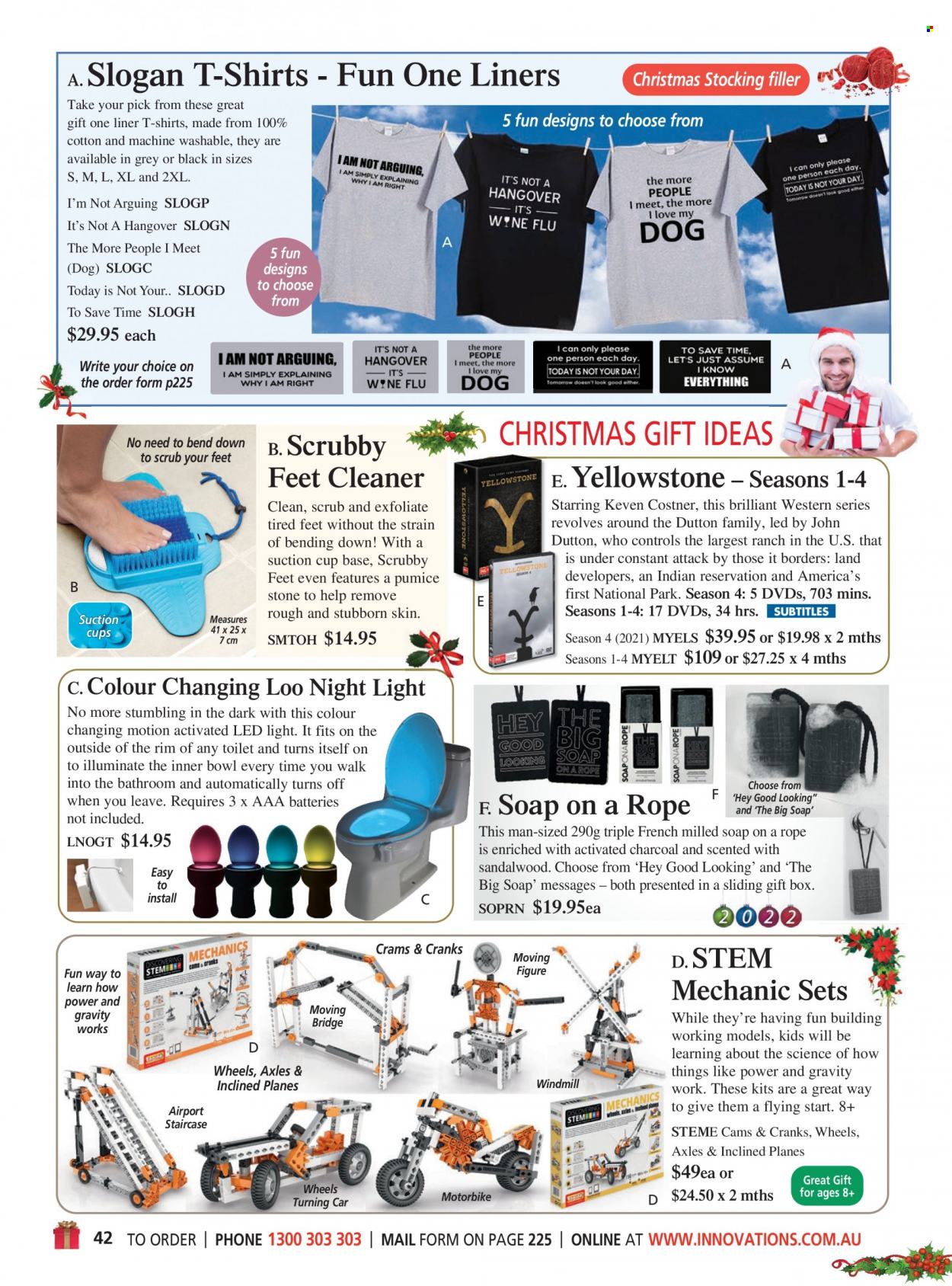 thumbnail - Innovations Catalogue - Sales products - suction cups, cup, gift box, AAA batteries, t-shirt, LED light. Page 42.