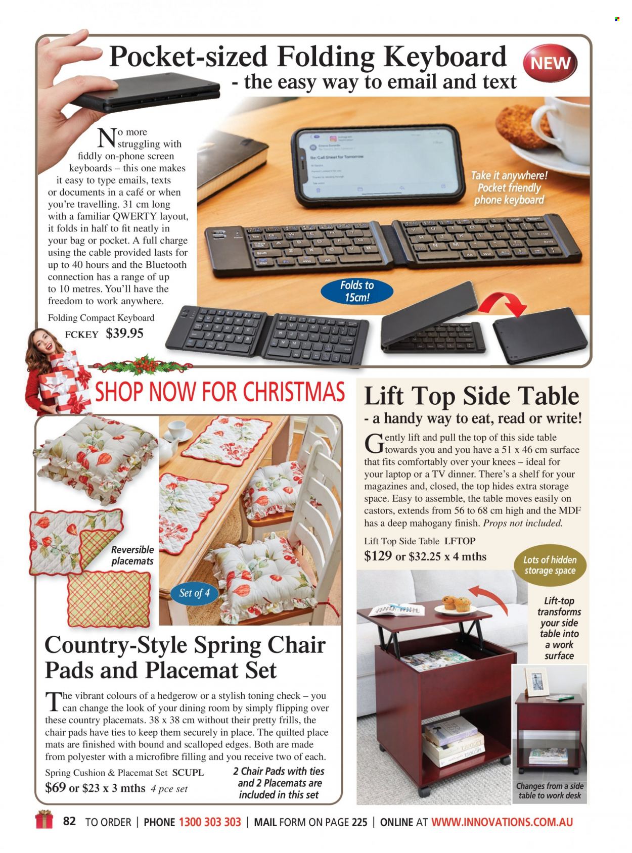 thumbnail - Innovations Catalogue - Sales products - keyboard, chair pad, placemat, cushion. Page 82.