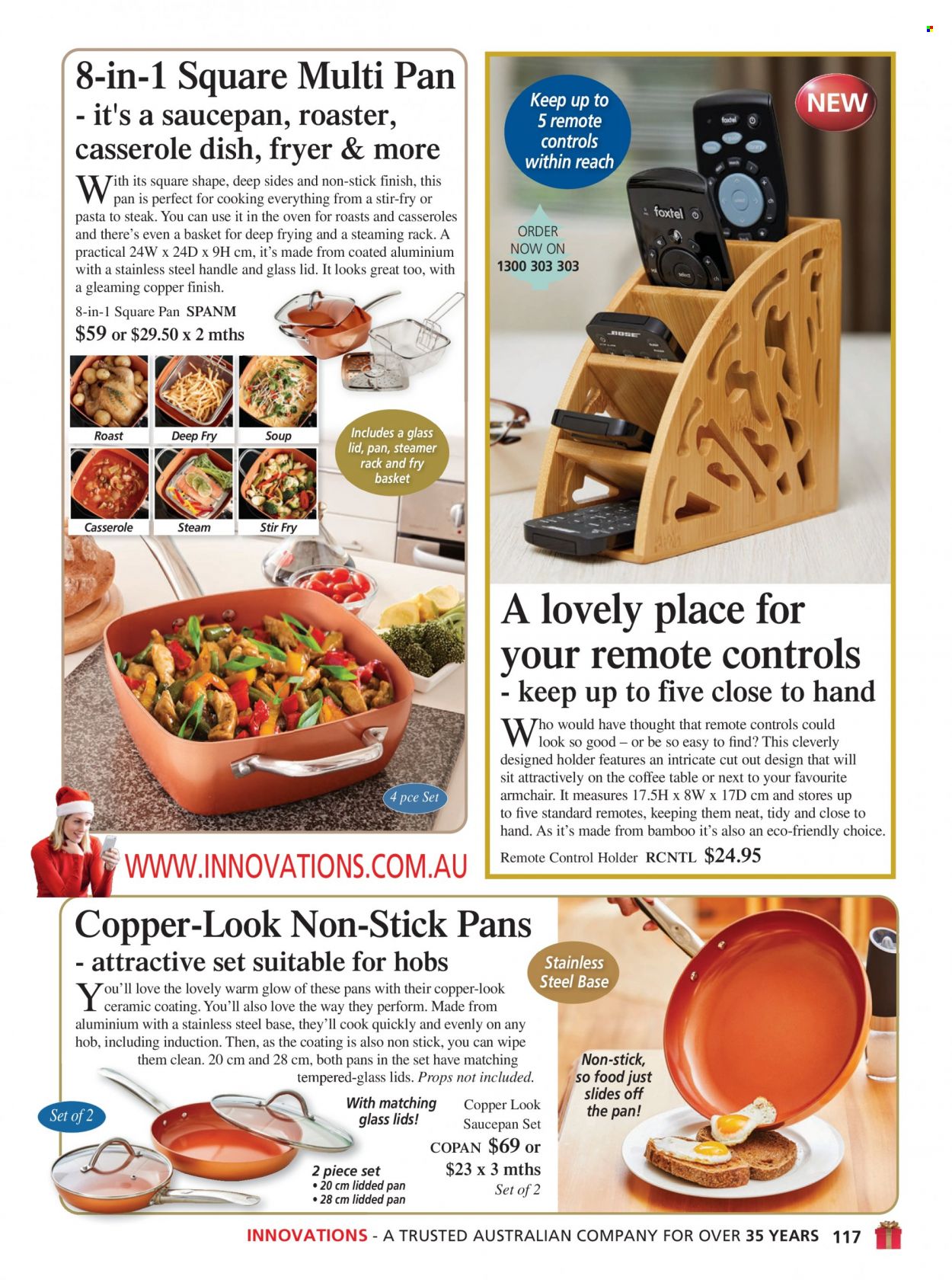 thumbnail - Innovations Catalogue - Sales products - basket, lid, pan, casserole, saucepan, soup, remote control holder, roaster. Page 117.