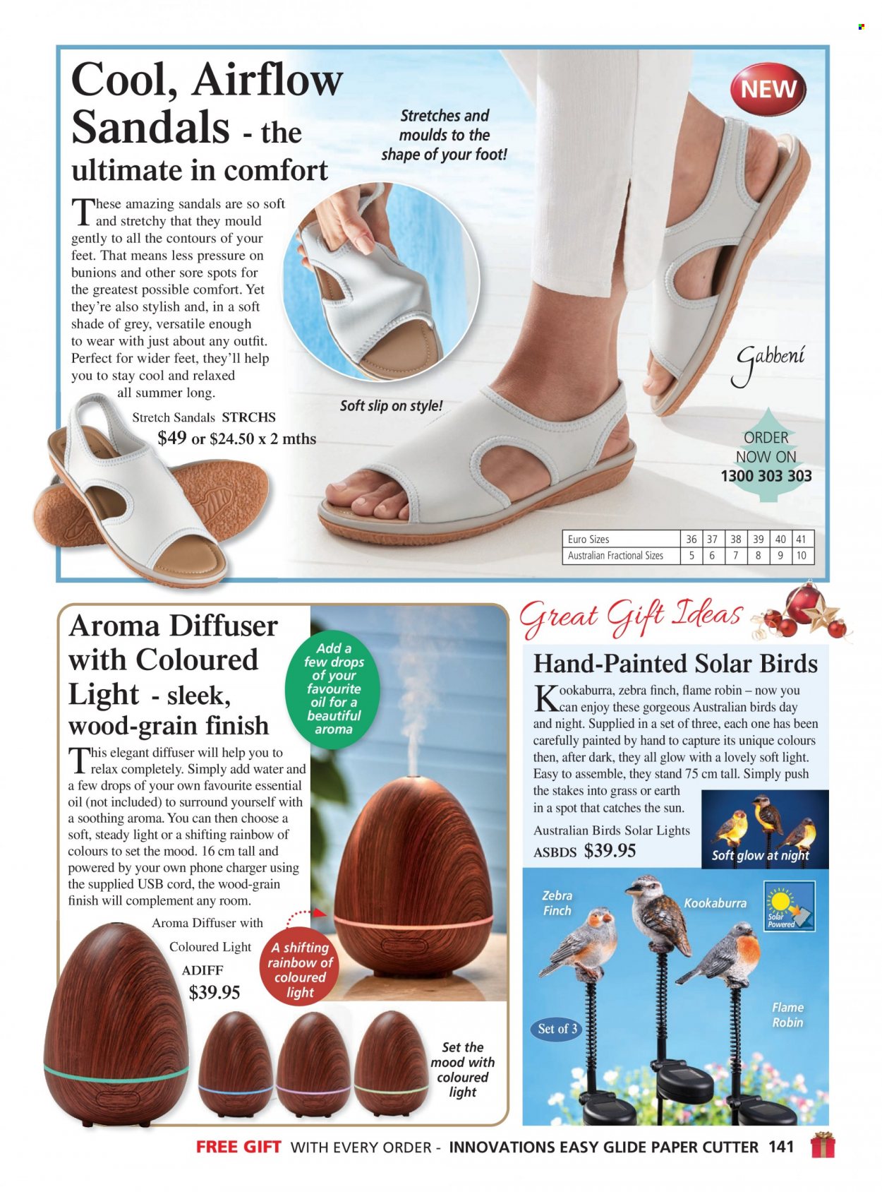 thumbnail - Innovations Catalogue - Sales products - sandals, paper, cutter, diffuser, light set. Page 141.