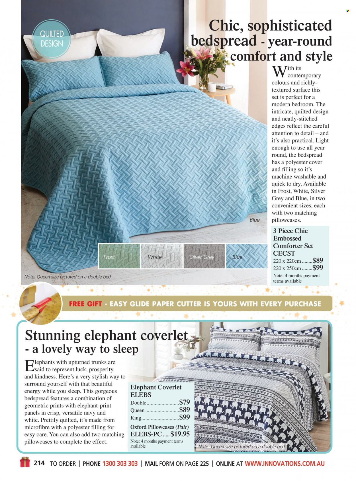 thumbnail - Innovations Catalogue - Sales products - paper, cutter, bedspread, comforter, pillowcase. Page 214.