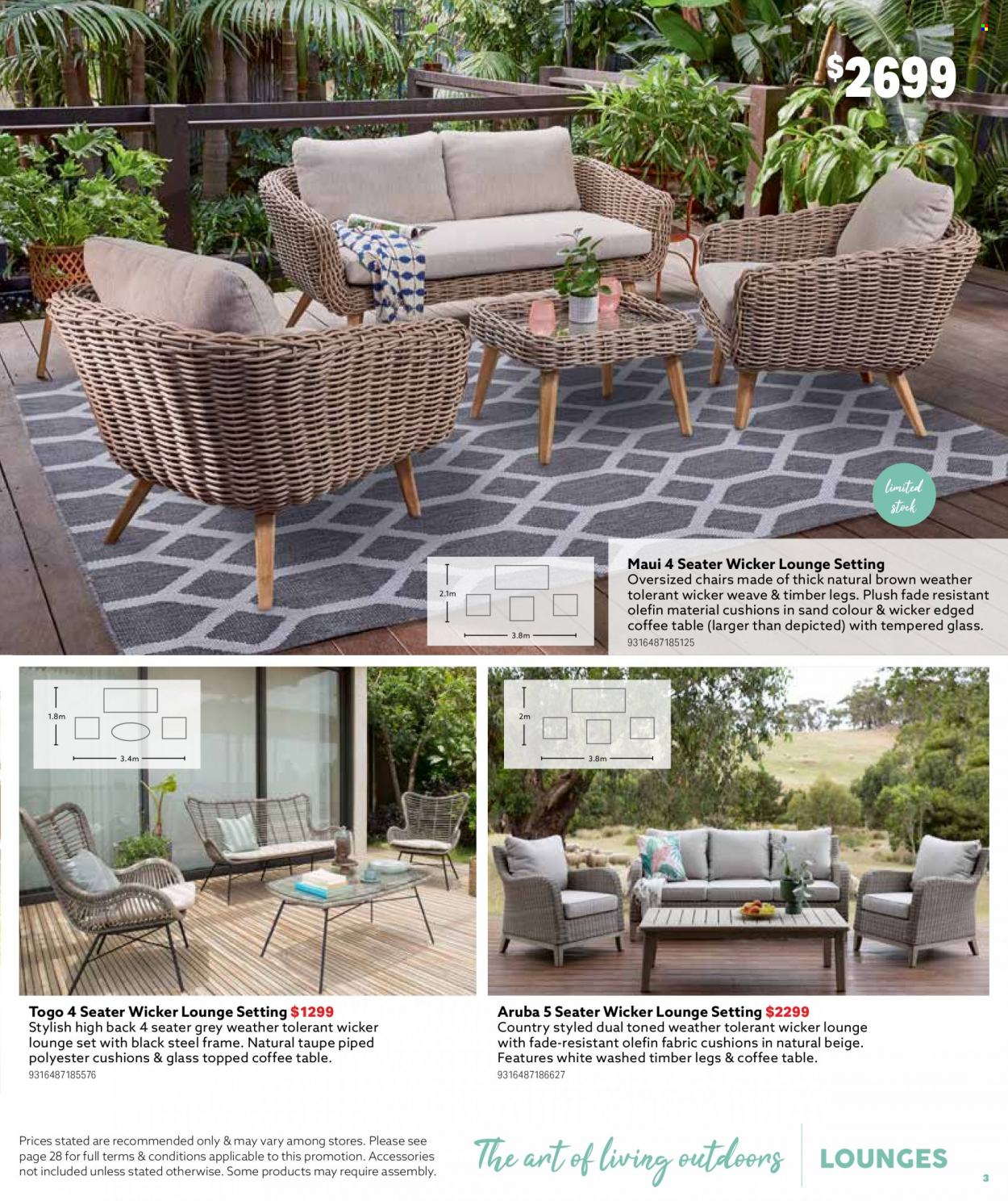 thumbnail - Mitre 10 Catalogue - 14 Sep 2022 - 31 Dec 2022 - Sales products - cushion, table, chair, lounge, coffee table. Page 3.