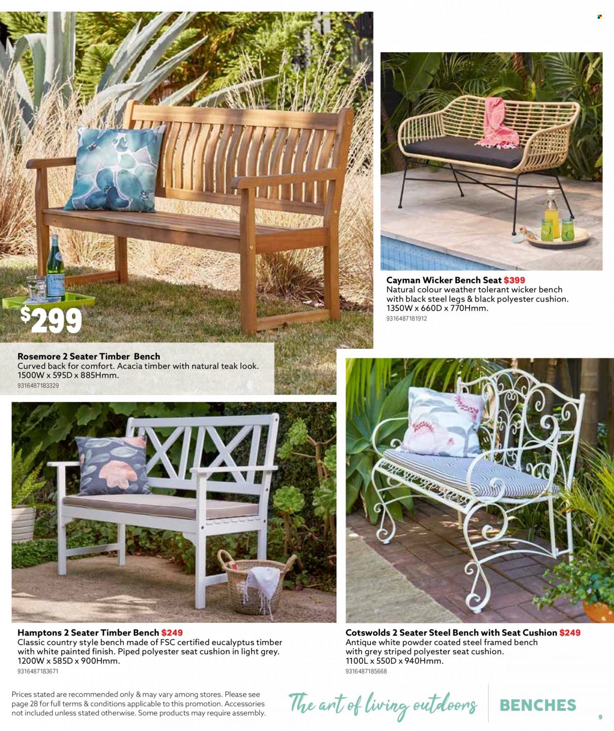 thumbnail - Mitre 10 Catalogue - 14 Sep 2022 - 31 Dec 2022 - Sales products - cushion, bench, wicker bench. Page 9.