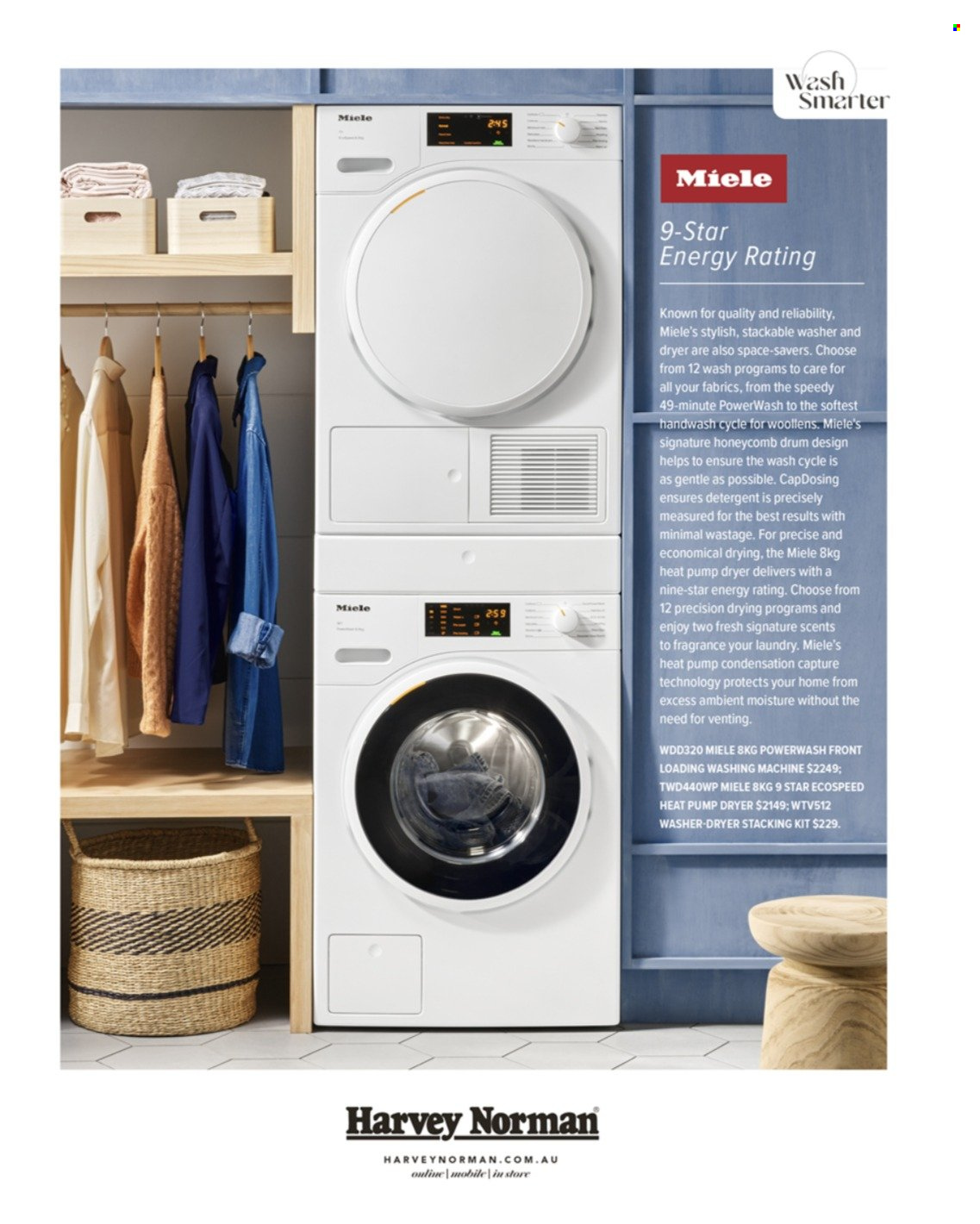 thumbnail - Harvey Norman Catalogue - 6 Oct 2022 - 31 Dec 2022 - Sales products - Miele, washer & dryer, washing machine. Page 5.