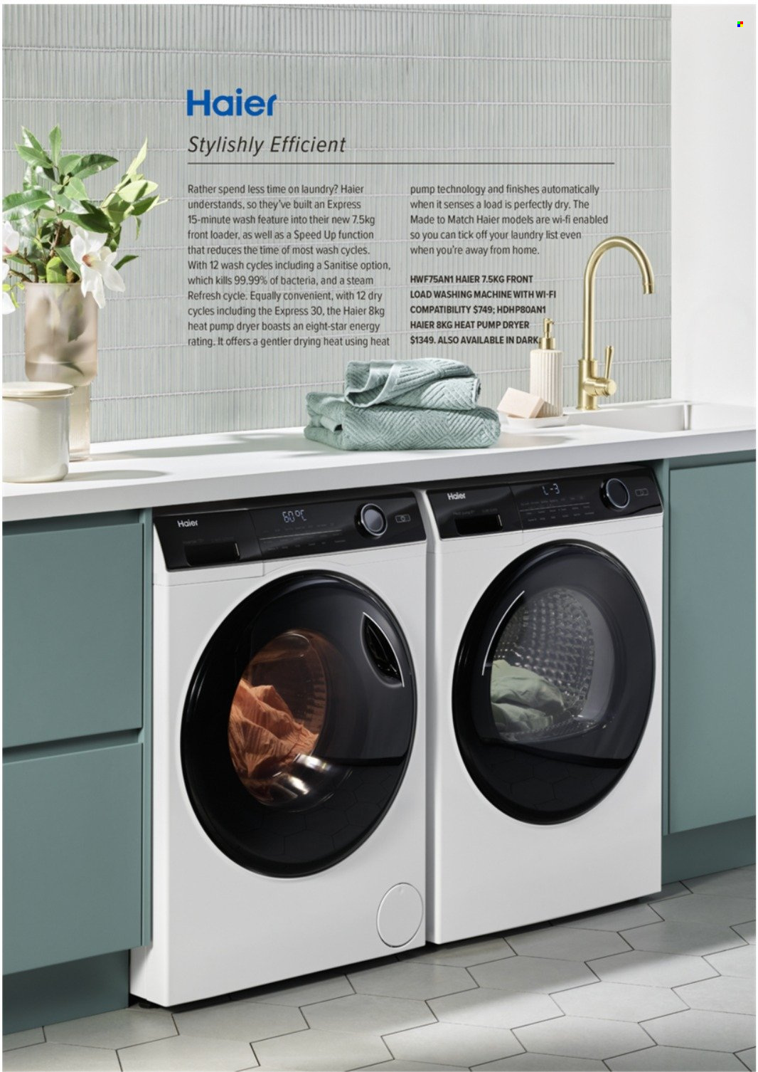 thumbnail - Harvey Norman Catalogue - 6 Oct 2022 - 31 Dec 2022 - Sales products - Haier, washing machine, front load washing machine, pump. Page 14.