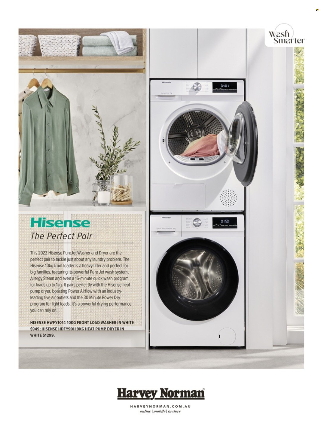 thumbnail - Harvey Norman Catalogue - 6 Oct 2022 - 31 Dec 2022 - Sales products - Hisense, washer & dryer, washing machine. Page 15.